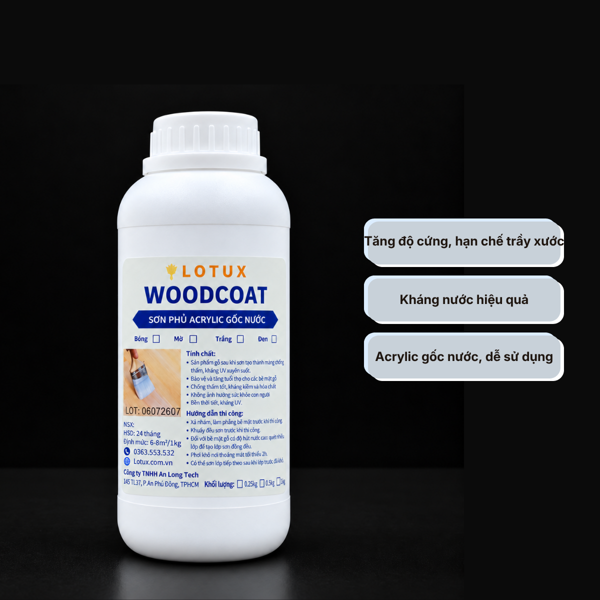 Sơn phủ gốc Acrylic gốc nước Lotux WoodCoat