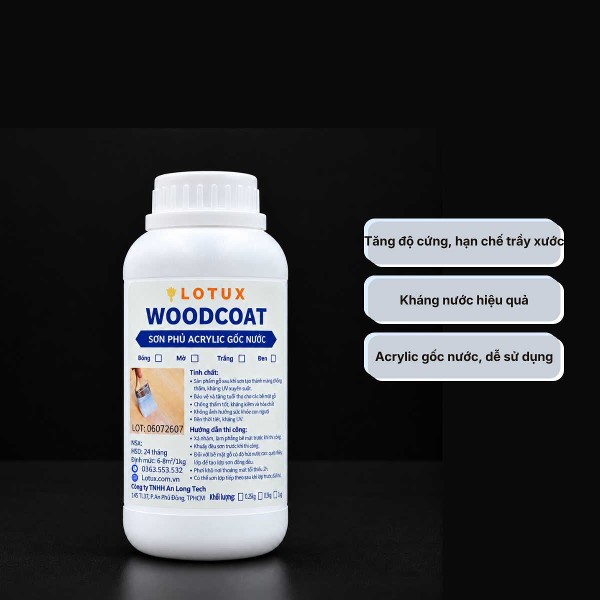 Sơn phủ gốc Acrylic gốc nước Lotux WoodCoat