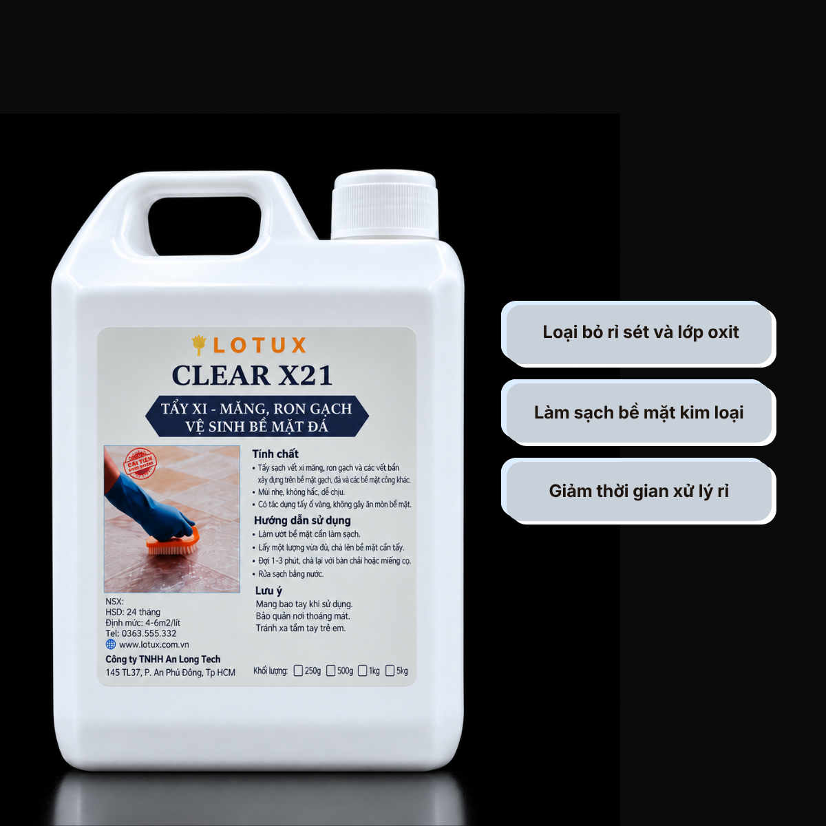 Nước tẩy xi măng,ron gạch Lotux Clear X21