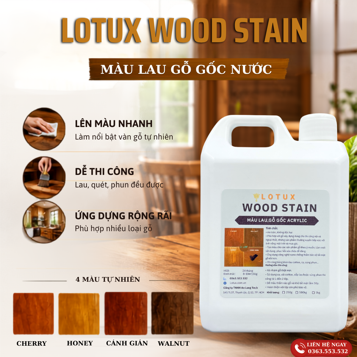 Bí quyết xử lý bề mặt gỗ giúp Lotux Wood Stain lên màu chuẩn, giữ trọn vân gỗ tự nhiên