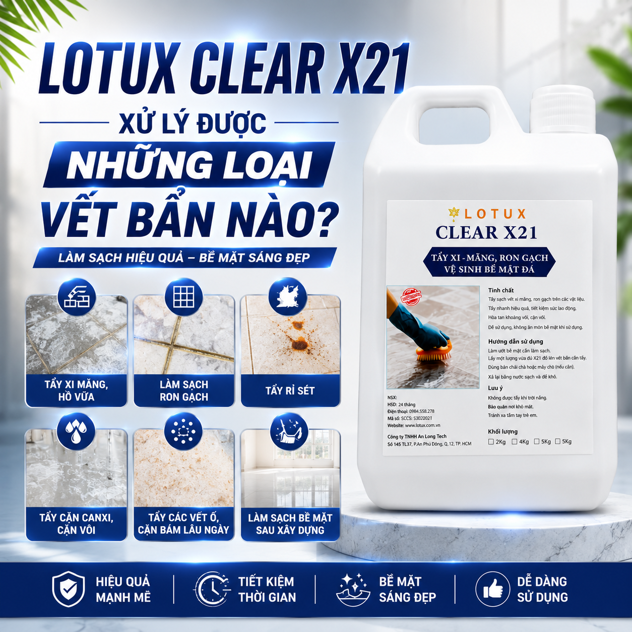 Lotux Clear X21 xử lý được những loại vết bẩn nào?